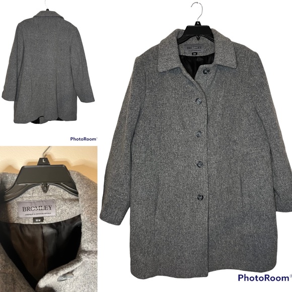 Bromley Grey Button Peacoat womens size 18w - Picture 1 of 3